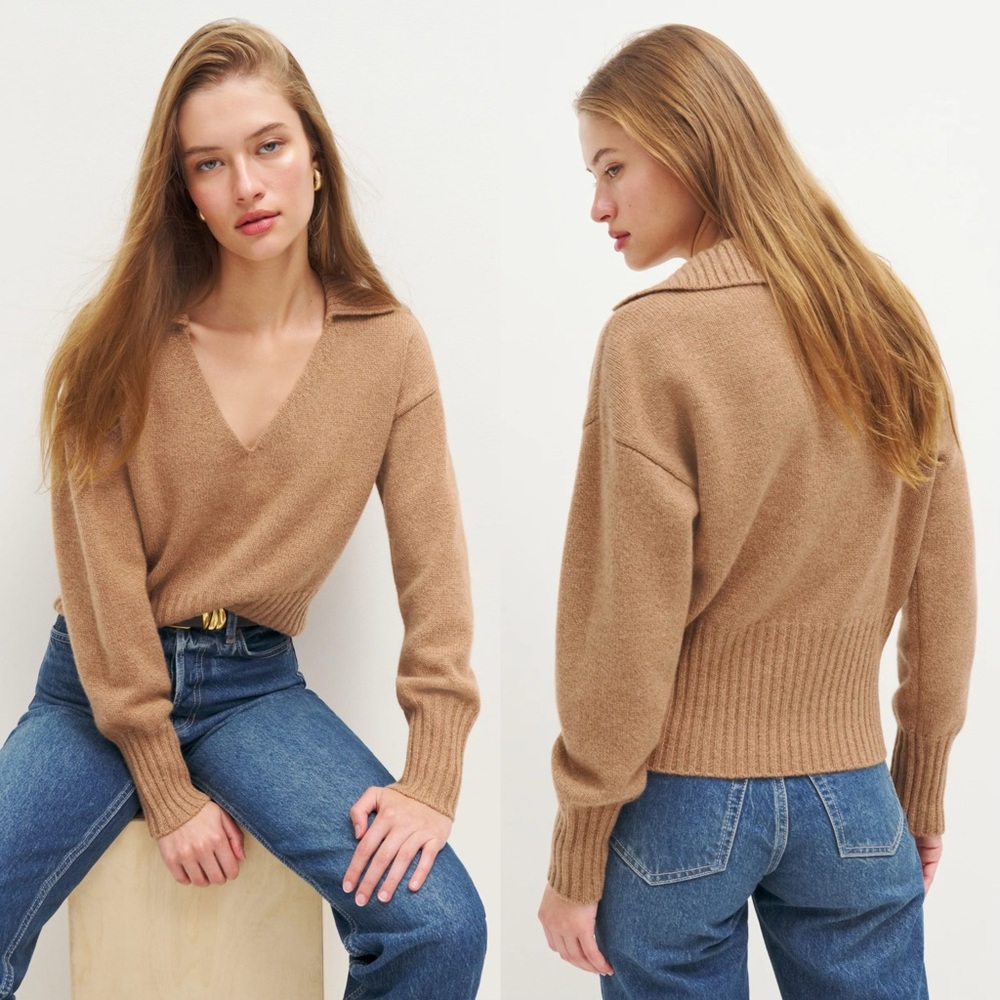 NWT Reformation Beckie Cashmere Collared Sweater